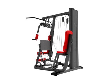 Eşleştirilmiş spor eğitmeni siyah bacaklar güç yükleme için ekler ve 3d eller Modern kırmızı render beyaz zemin üzerine gölge yok