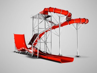 Plaj 3d render gölge ile gri arka plan üzerinde modern kırmızı su cazibe