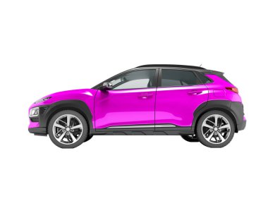 Modern mor araba crossover yan hiçbir gölge beyaz arka plan üzerinde 3d render görüntülemek