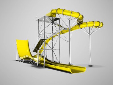 3d render gölge ile gri arka plan üzerinde modern sarı su cazibe sahilde izole