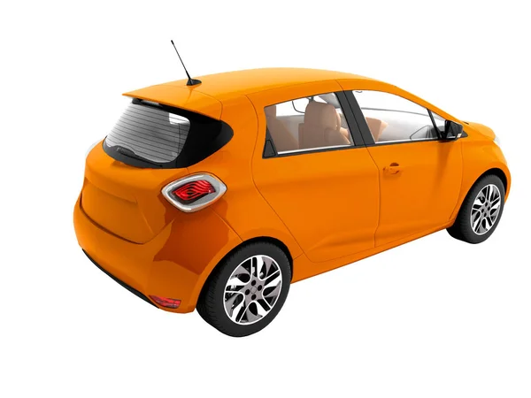 现代橙色电动车夏季行程隔离3D 渲染白色背景无阴影 — 图库照片