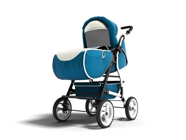 Modern Blue Baby Carriage Any Weather White Inserts Render White — Stock Photo, Image