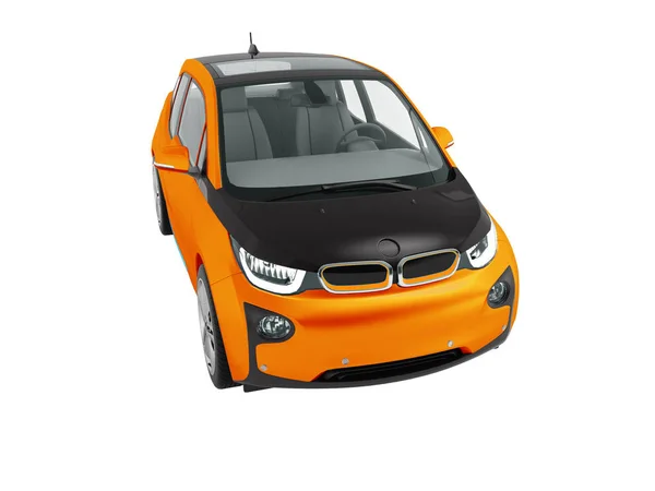 现代橙色电动车与黑色镶3D 渲染在白色背景上没有阴影 — 图库照片