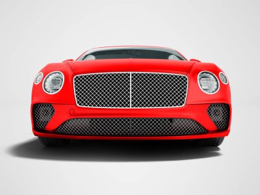 Modern kırmızı araba sedan business class açık çalışma 3d render gölge ile gri arka plan üzerinde seyahat için