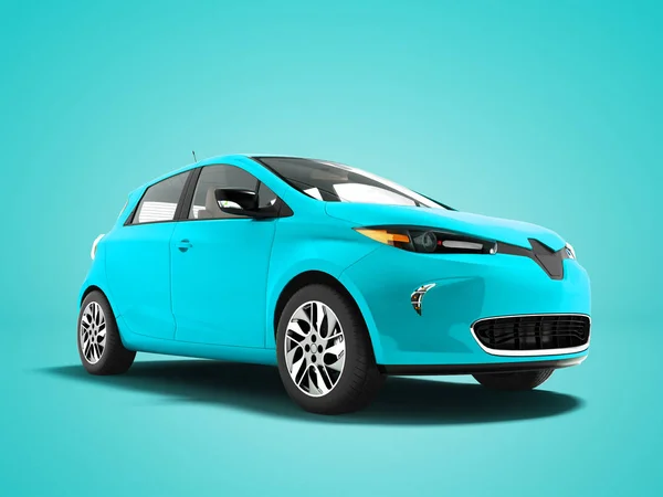 Modern blue electric car for trips to the beach front 3d render not blue background with shadow