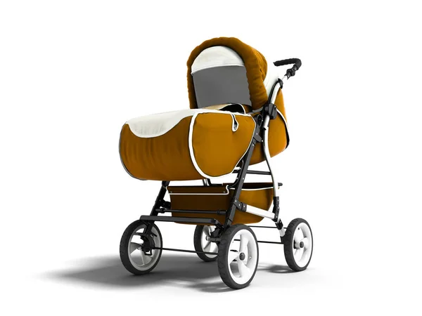 Modern Brown Baby Carriage Any Weather White Inserts Render White — Stock Photo, Image