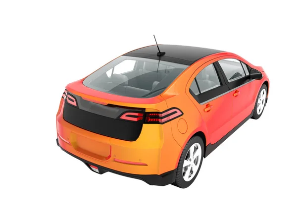 Moderna Auto Elettrica Arancione Rosso Viaggiare Dietro Rendering Sfondo Bianco — Foto Stock