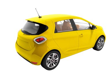 Modern sarı elektrikli otomobil yaz geziler için 3d render beyaz arka plan üzerinde hiçbir gölge izole.