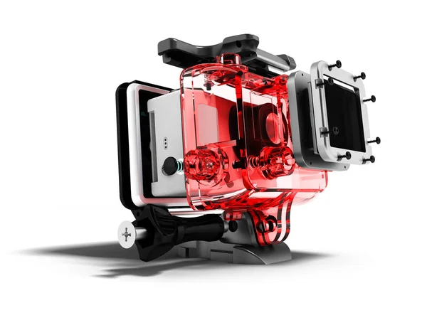 Câmera Vermelha Moderna Para Relaxamento Extremo Renderizar Isolado Fundo Branco — Fotografia de Stock