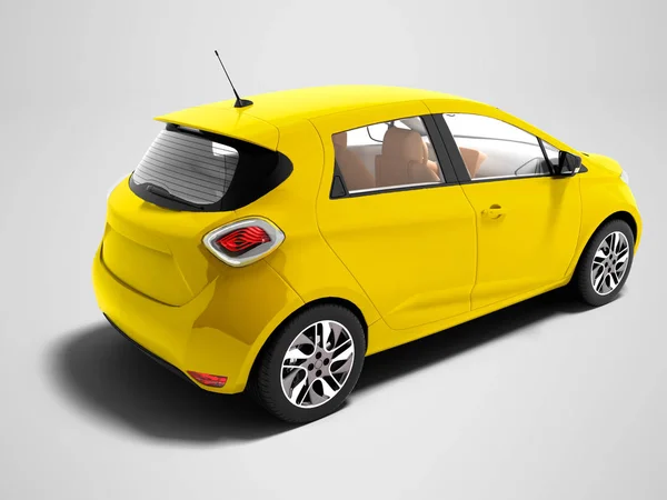 Modernes Gelbes Elektroauto Für Sommerausflüge Isoliert Rendering Auf Grauem Hintergrund — Stockfoto