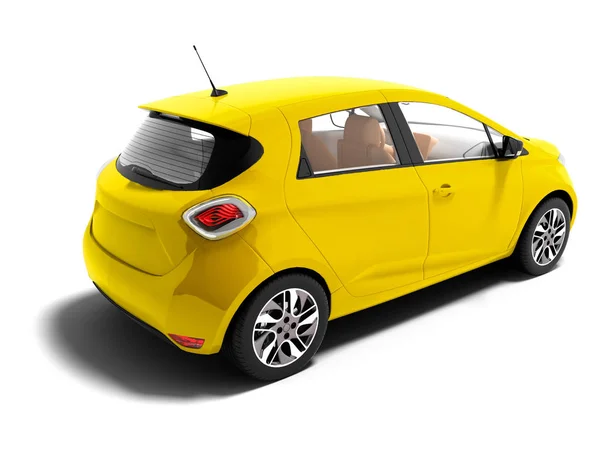 Modernes Gelbes Elektroauto Für Sommerausflüge Isoliert Rendering Auf Weißem Hintergrund — Stockfoto