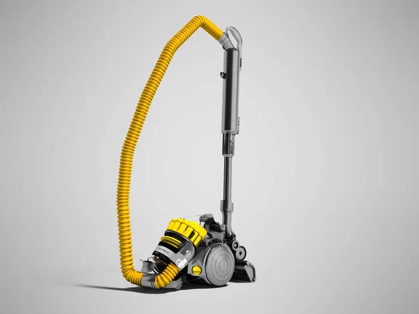 Modern Yellow Vacuum Cleaner Cyclone Filter Black Inserts Render Gray — Stock Photo, Image