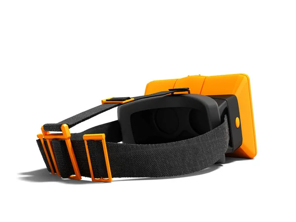 Moderne Orangefarbene Virtual Reality Brille Auf Riemen Zur Befestigung Kopf — Stockfoto