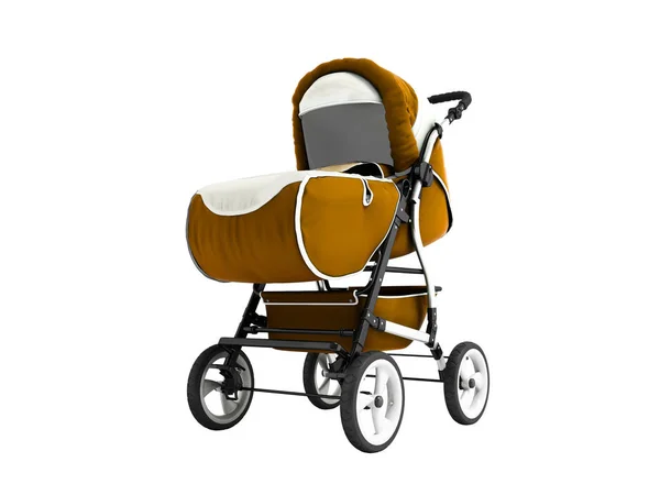 Modern Brown Baby Carriage Any Weather White Inserts Render White — Stock Photo, Image