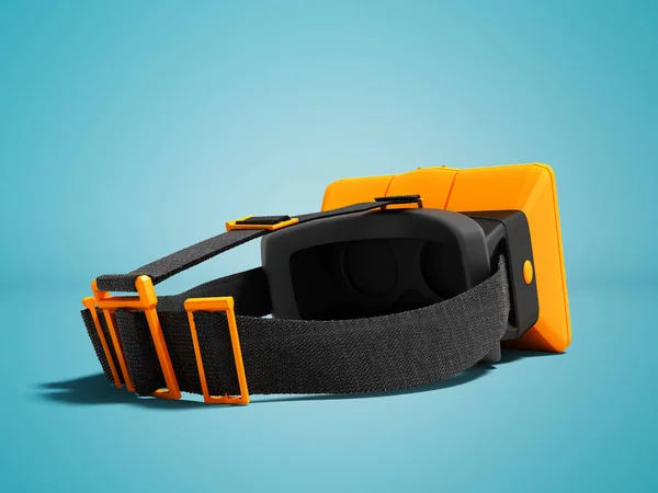 Moderne Orangefarbene Virtual Reality Brille Auf Riemen Zur Befestigung Kopf — Stockfoto