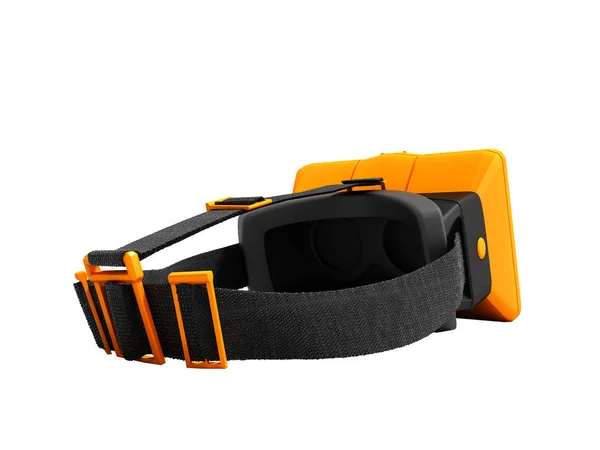 Moderne Orangefarbene Virtual Reality Brille Auf Riemen Zur Befestigung Kopf — Stockfoto