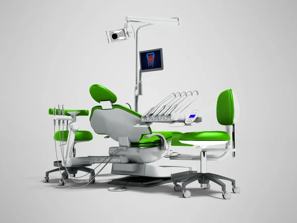 Moderna Silla Dental Verde Bórax Con Luz Monitor Para Trabajo —  Fotos de Stock