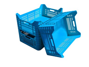 Modern mavi üç plastik kutusu depolama için boş beyaz üzerine satış 3d render için malların gölge yok arka plan