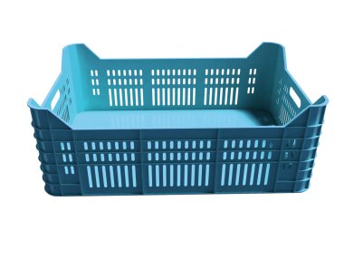 Modern mavi meyve kutusu satış 3d render beyaz arka plan gölge yok