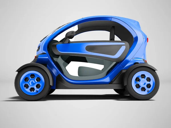 Moderna Mörkblå Elektriska Bil För Cityresor Till Två Säten Rendering — Stockfoto
