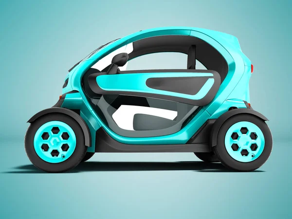Moderní Modré Elektrické Auto Pro Město Výlety Dvou Křesel Vykreslování — Stock fotografie