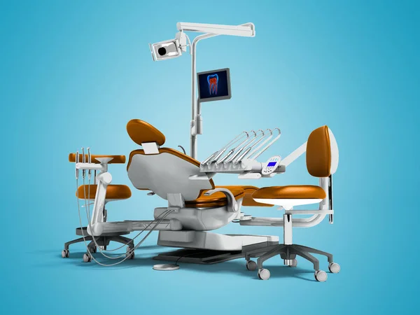 Moderna Silla Dental Naranja Bórax Con Retroiluminación Monitor Para Trabajo —  Fotos de Stock