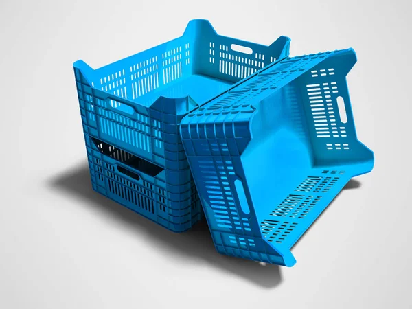 Moderne Blaue Drei Kunststoffboxen Leer Für Die Lagerung Von Waren — Stockfoto