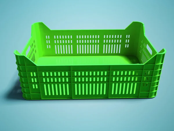 Moderní Tmavě Zelené Plody Box Pro Prodej Vykreslování Modrém Pozadí — Stock fotografie