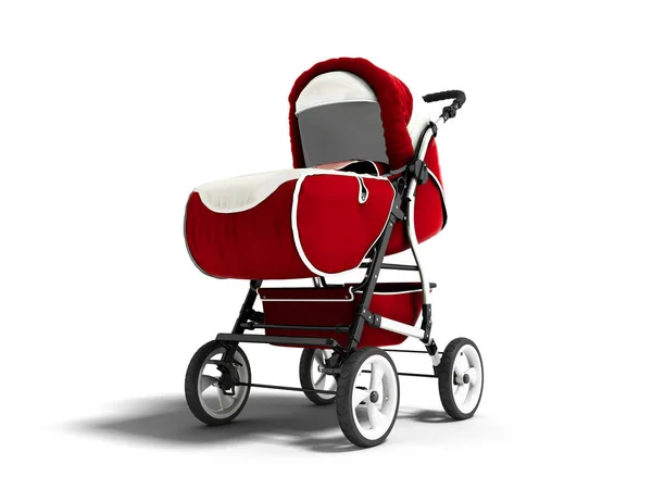 Moderna Röd Barnvagn För Alla Väder Med Vit Infogar Render — Stockfoto