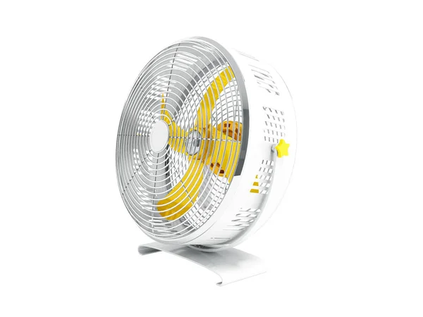 Moderní Žluté Kovový Ventilátor Pro Chlazení Správné Zobrazení Vykreslení Bílém — Stock fotografie