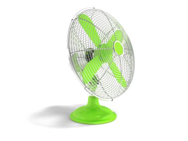 Office önden görünüm 3d render gölge beyaz zemin üzerine soğutma için Modern yeşil metal fan