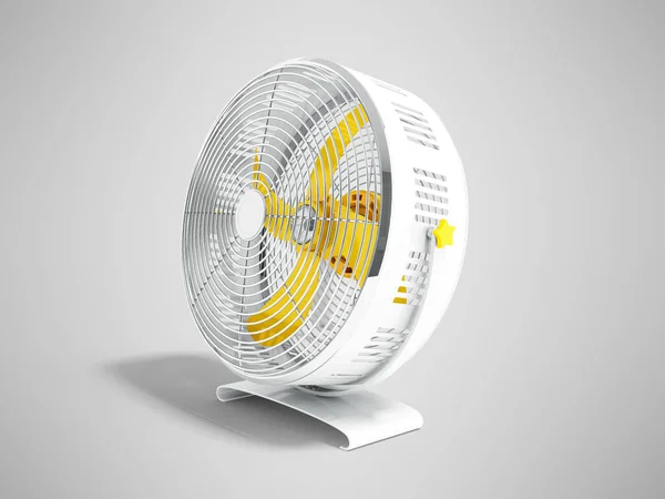 Ventilador Metal Amarelo Moderno Para Salas Resfriamento Visão Direita Renderização — Fotografia de Stock