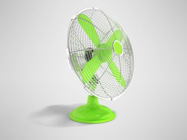 Office önden görünüm 3d render gölge ile gri arka plan üzerinde soğutma için Modern yeşil metal fan
