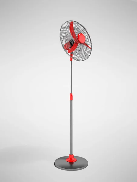 Modern Kırmızı Metal Fan Üzerinde Ayak Render Gölge Ile Gri — Stok fotoğraf