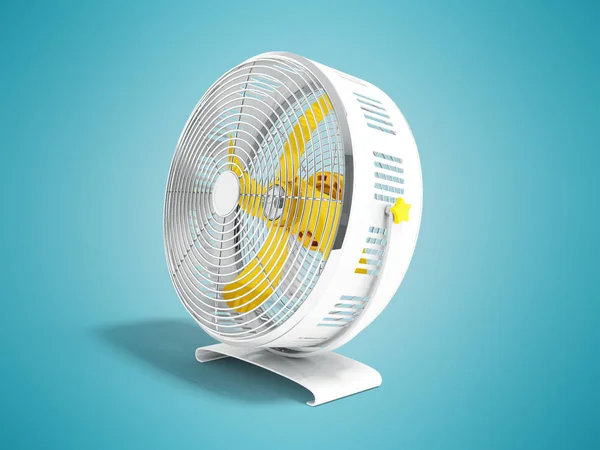 Ventilador Metal Amarelo Moderno Para Salas Resfriamento Visão Direita Renderização — Fotografia de Stock