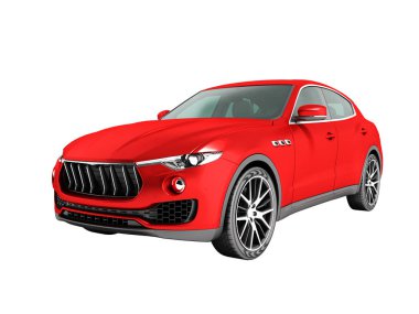 Modern araba crossover için iş gezileri 3d render beyaz arka plan gölge yok