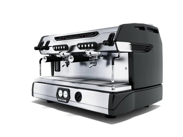 Moderne Metalen Professionele Koffiemachine Voor Twee Kopjes Het Vooraanzicht Coffeeshop — Stockfoto