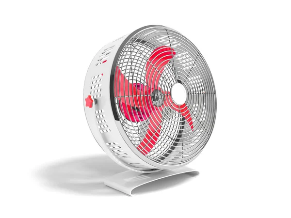 Ventilador Metal Vermelho Moderno Para Resfriamento Renderização Fundo Branco Com — Fotografia de Stock