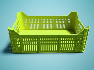 Modern yeşil meyve kutusu 3d render gölge ile mavi arka plan üzerinde Satılık