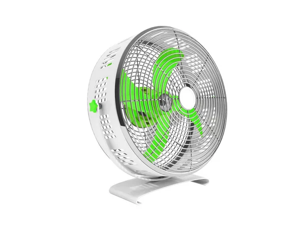 Ventilador Metal Verde Moderno Para Resfriamento Renderização Fundo Branco Sem — Fotografia de Stock