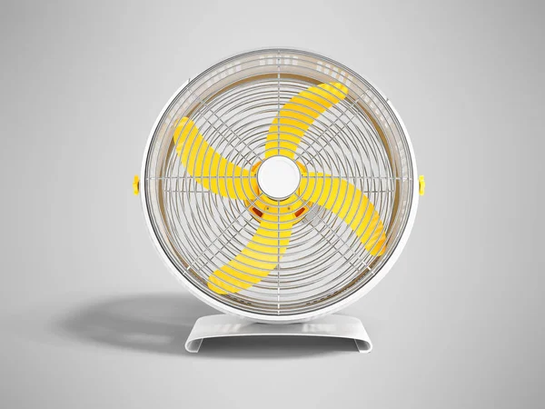 Ventilador Amarelo Metal Moderno Para Resfriamento Salas Grandes Vista Frontal — Fotografia de Stock