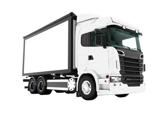 Modern White Truck Black Elements Carrying Furniture Rendering White Background — Stock Photo, Image