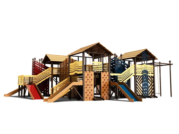 Moderner Spielplatz Für Kinder Und Jugendliche Vom Baum Mit Kinderkletterwänden — Stockfoto