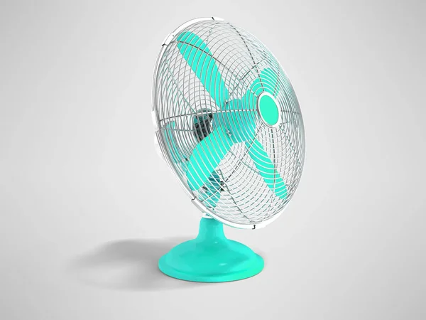 Ventilador Metal Azul Moderno Para Resfriamento Escritório Vista Frontal Renderização — Fotografia de Stock