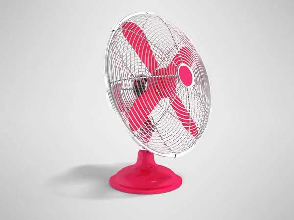 Ventilador Metal Vermelho Moderno Para Resfriamento Escritório Vista Frontal Renderização — Fotografia de Stock