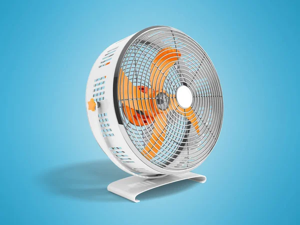 Moderne Oranje Metalen Ventilator Voor Koeling Van Rendering Blauwe Achtergrond — Stockfoto