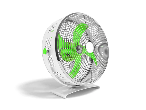 Ventilador Metal Verde Moderno Para Resfriamento Renderização Fundo Branco Com — Fotografia de Stock