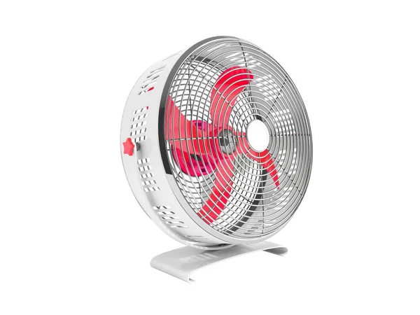 Сучасний Вентилятор Червоного Металу Охолодження Візуалізації Білому Тлі Тіні — стокове фото