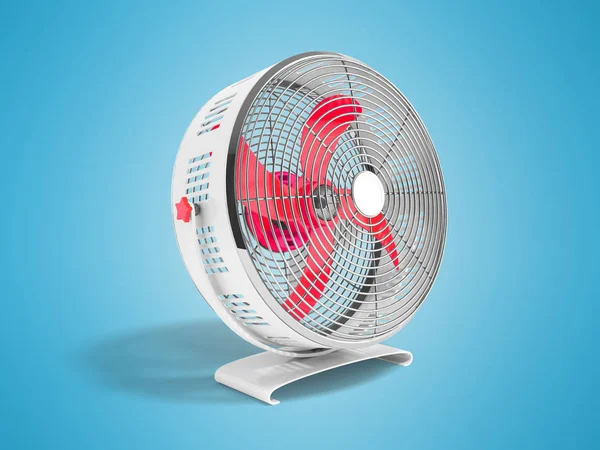 Moderno Ventilador Metal Rojo Para Enfriamiento Renderizado Sobre Fondo Azul — Foto de Stock
