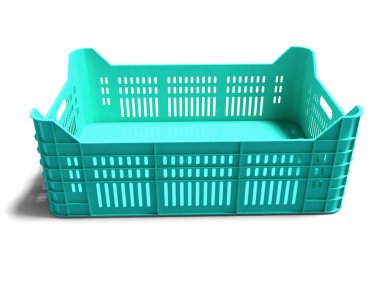 Modern turkuaz meyve kutusu 3d render gölge beyaz zemin üzerine Satılık